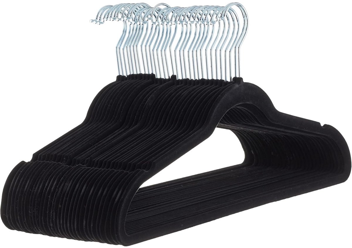 TOVBMUP 30 Stuks Kledinghanger - Samtkledinghanger met Schouwgroeven - Roterende Metalen Haak - Geschikt voor Jas en Broek - Antislip Samt Oppervlak - Ruimtebesparend Design - 44x22,5 cm