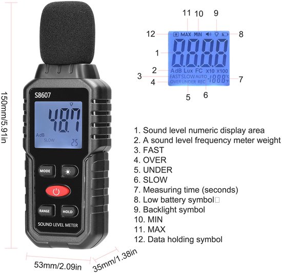 Decibelmeter - Geluidsmeter - dB Meter - Geluidsniveaumeter ...