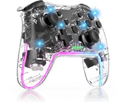 Ntech Switch Controller -Geschikt voor Switch/Lite/OLED Controller, Switch Pro Controller - Transparant - RGB Verlichting - Gaming Accesoires - Turbo - Macro