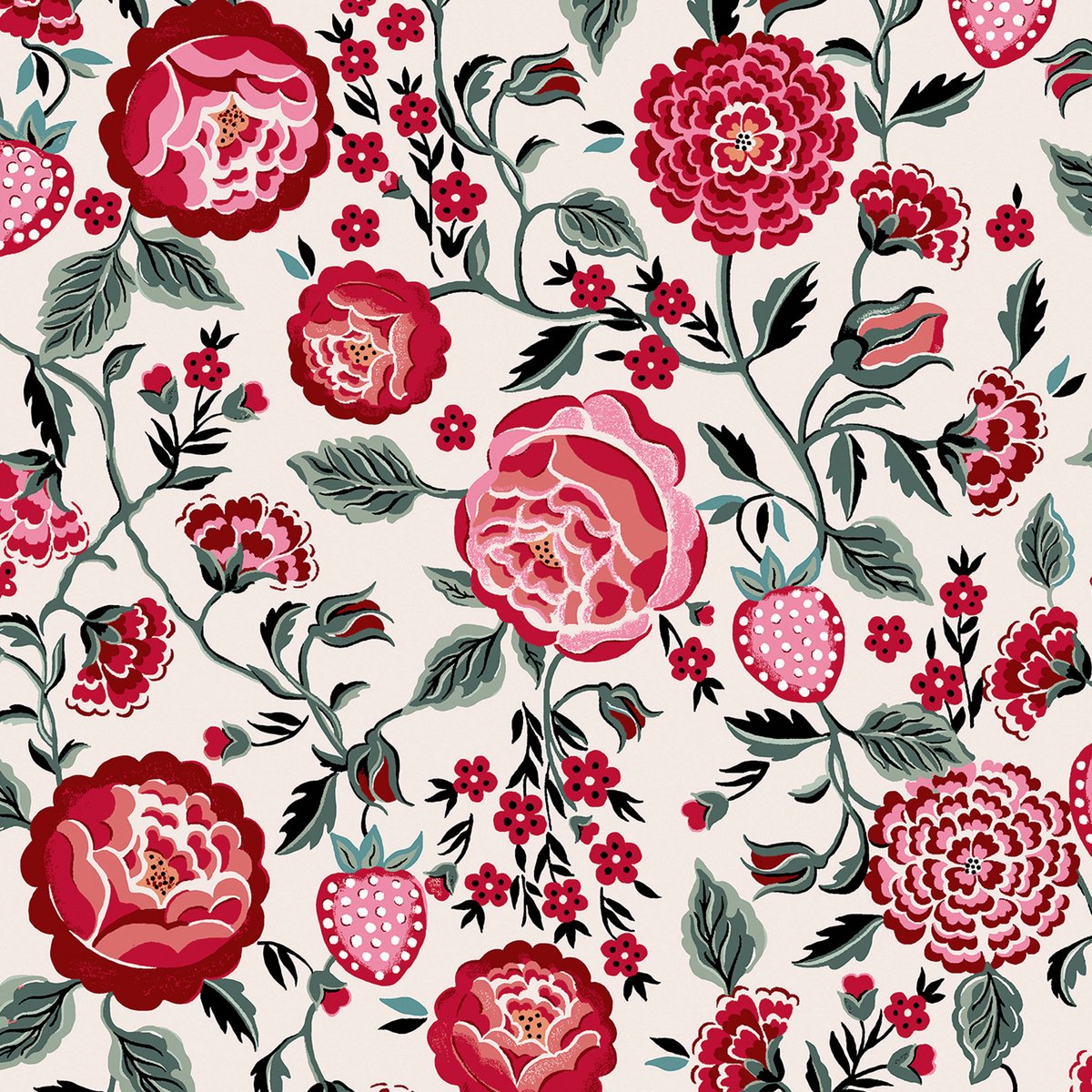 Cath Kidston Vliesbehang Strawberry Garden Rose