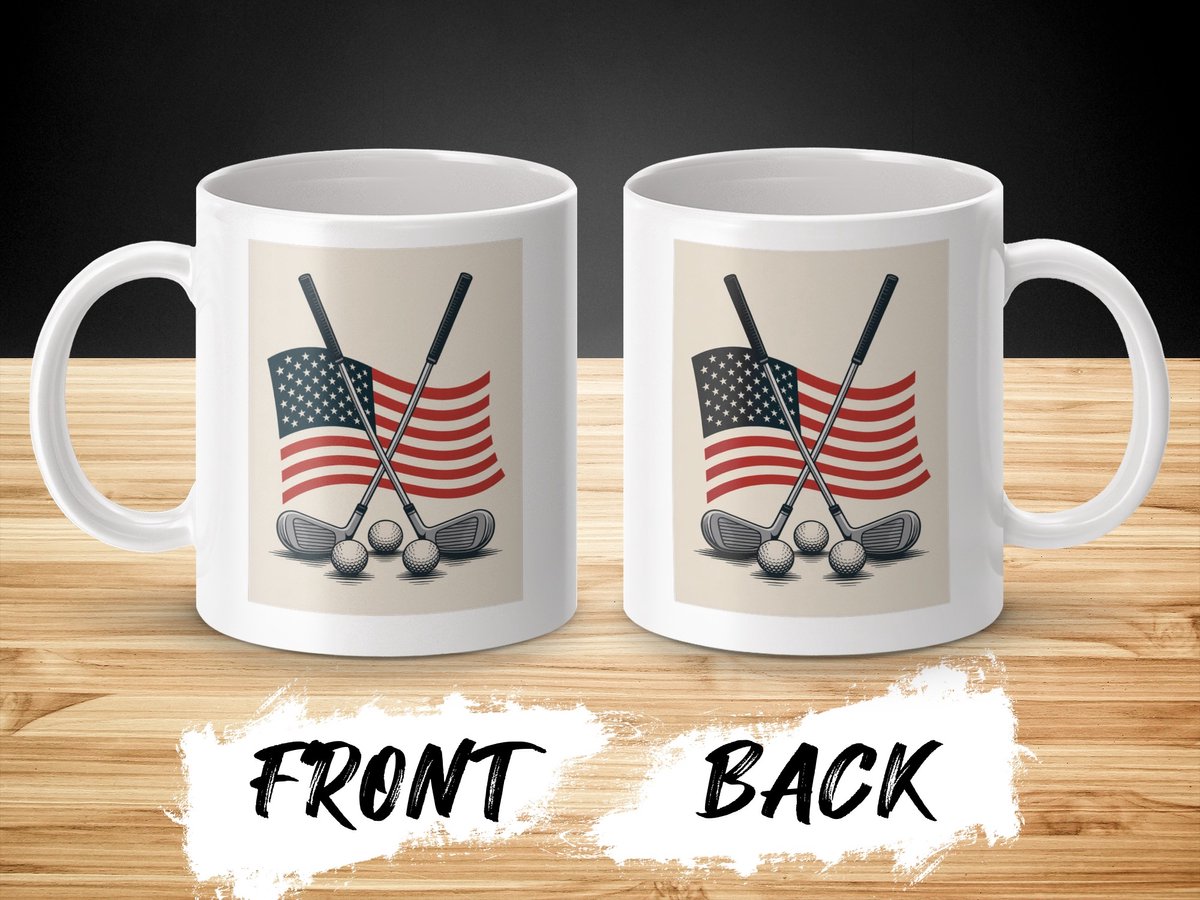 Golf Mok met Amerikaanse vlag, Golf Liefhebber Cadeau, Patriotic Golf Mug, USA Golfing Koffiebeker, Golf Cadeau Idee, Koffie Mok
