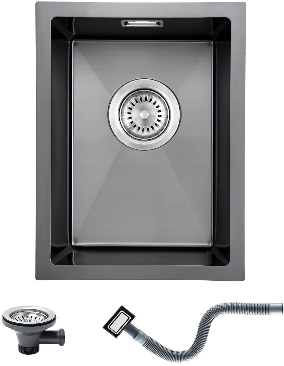 Ibenzoa® Compacte Keukenspoelbak van Roestvrij Staal 30x40cm met Moderne Zwarte Antraciet Afwerking