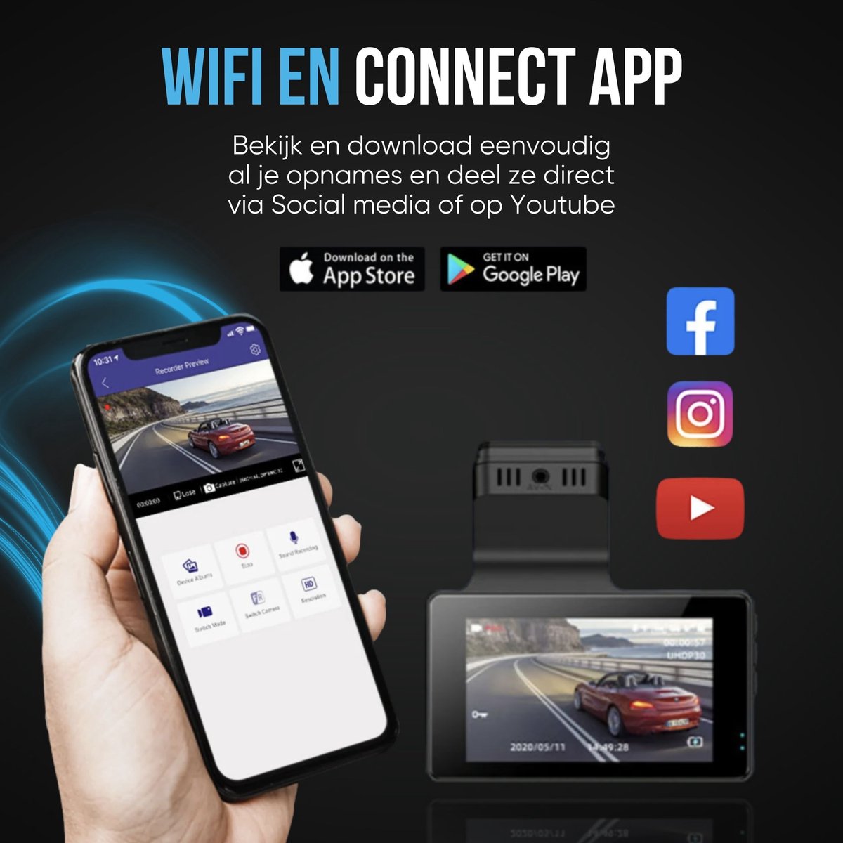 AZDome M63 Pro 4K-dashcam met wifi en GPS thumbnail 4