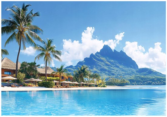 WALLARENA - Fotobehang - 400x280 cm - 3D zee palmen strand natuur voor slaapkamer en woonkamer