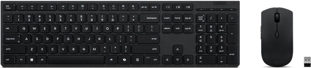 Lenovo Professional draadloze oplaadbare toetsenbord en muis combinatie (Copilot ready) - QWERTY (VS internationaal)