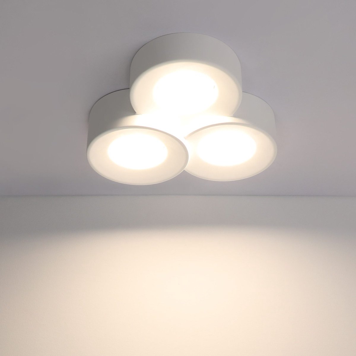 NETTLIFE Plafondlamp – Wit - GX53 Fitting - 3-Lichts - met Gips Lampkap - rond - Moderne Opbouwspot - voor Gang | Slaapkamer | Woonkamer – Zonder Lichtborn - Max.10W