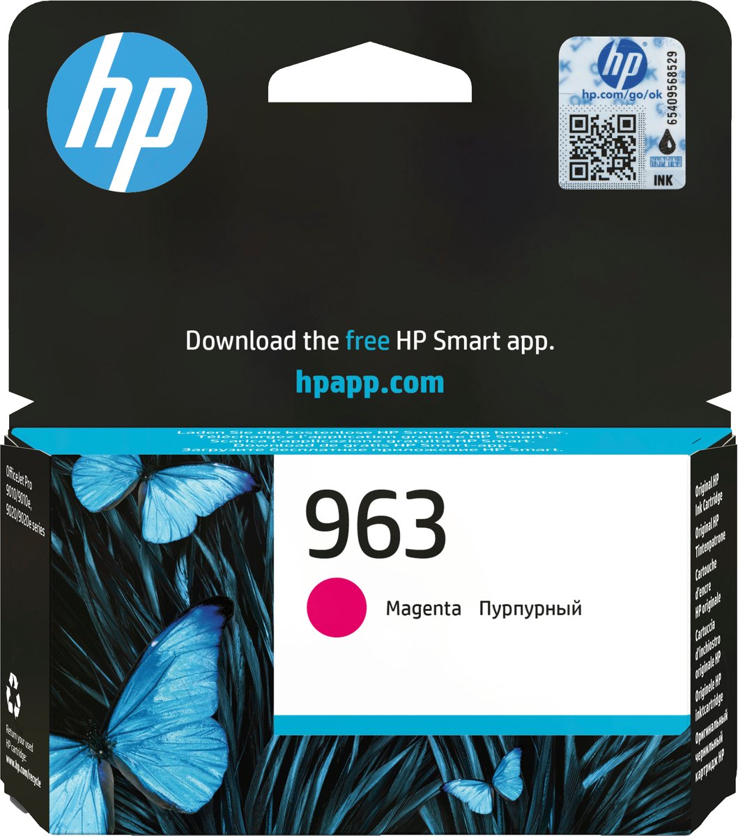 HP 963 - 10.77 ml - magenta - origineel - inktcartridge - voor Officejet Pro 9010, 9012, 9013, 9014, 9015, 9016, 9018, 9019, 9020, 9022, 9023, 9025, 9028