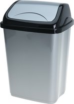 Storage Solutions Afvalemmer SWING - 5 liter - grijs/zwart - met klep deksel - kunststof - klein model prullenbak - Toilet - Badkamer