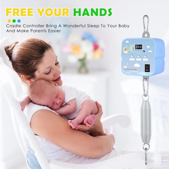 Kelseek Wiegmotor - Babyschommel controller - Elektrisch - Met afstandbediening - Met timer - Tot 20 kg - 220 Volt - Blauw — afbeelding 3