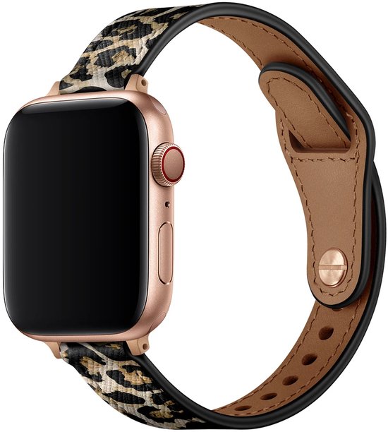Bracelet adapté au bracelet Apple Watch, bracelet en cuir (léopard) - Pour les modèles : 38 - 40 - 41 mm Incl. Chargeur adapté pour Apple Watch 1/2/3/4/5/6/7/8/9/ Ultra - Câble de charge - Câble