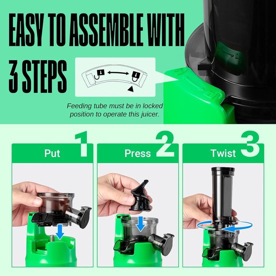 RFWR® Essentiële Slow Juicer met Koude Pers Technologie - 60 RPM Sapcentrifuge van RFWR — afbeelding 2