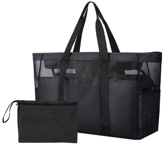Sac de plage XXL Ibenzoa® spacieux et résistant à l'eau pour les sorties en famille avec fermeture éclair et plusieurs compartiments