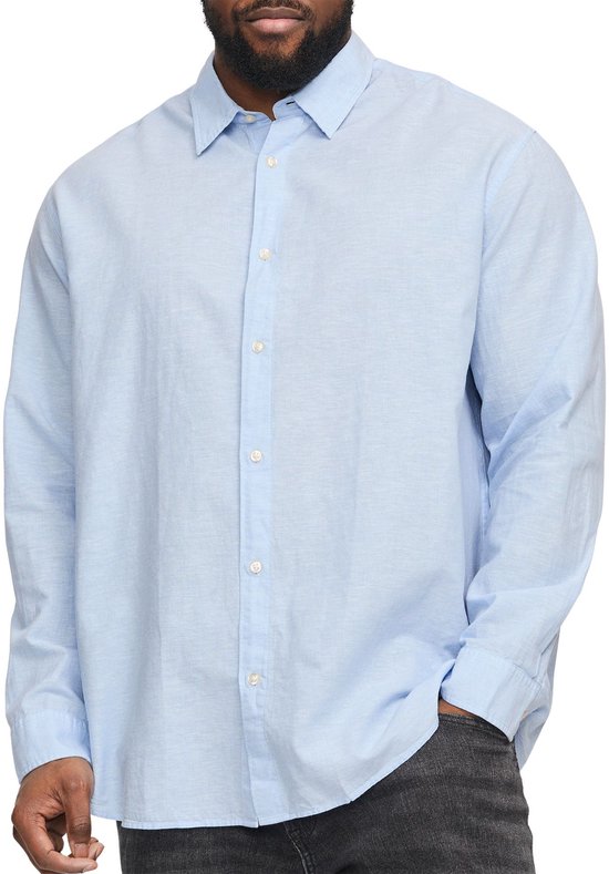 JACK&JONES PLUS JJEBREEZE LINEN BLEND SHIRT LS SN PLS Heren Overhemd - Chambray Blue