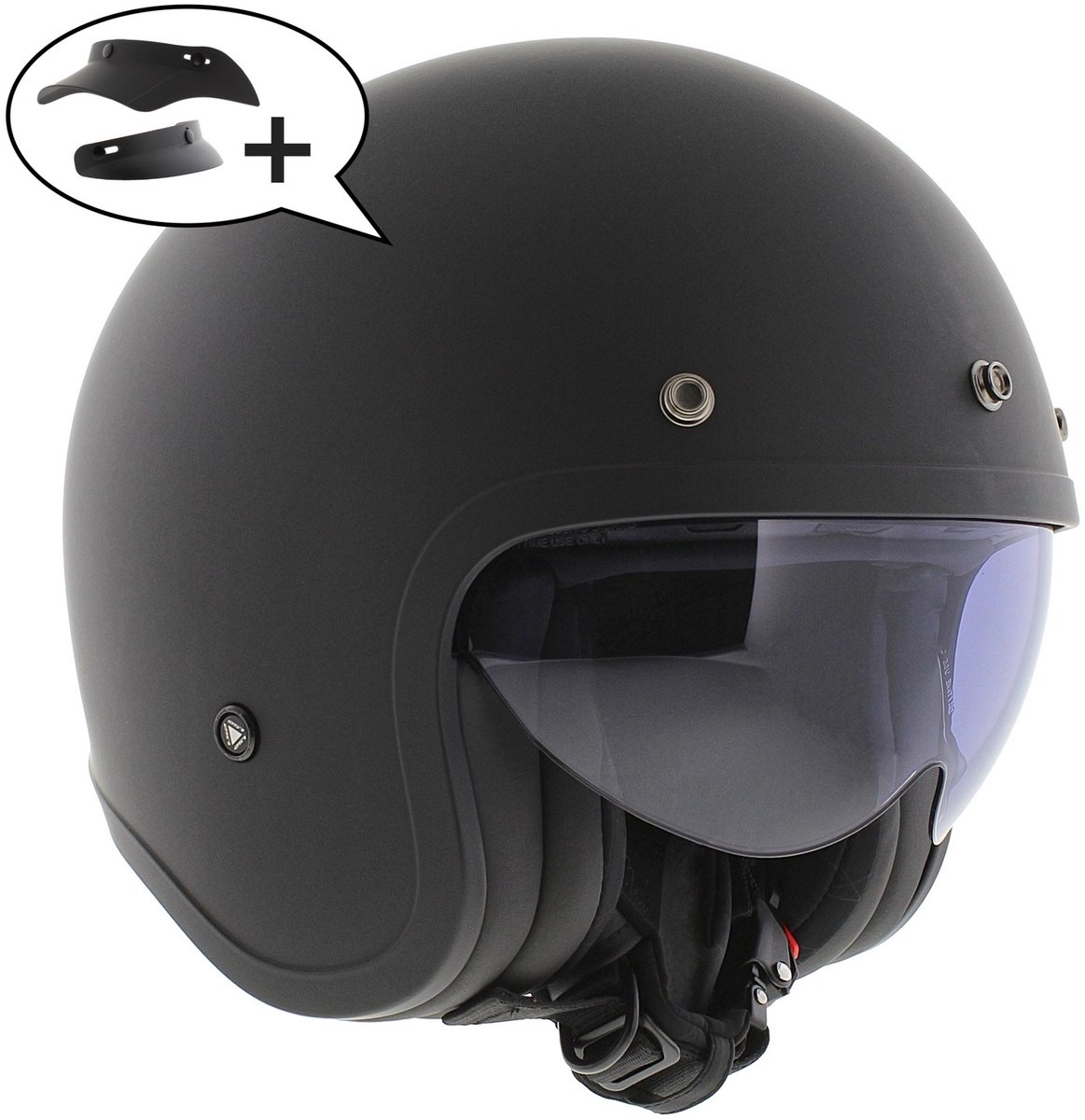 LS2 OF599 Spitfire II helm mat zwart XS special edition inclusief klep