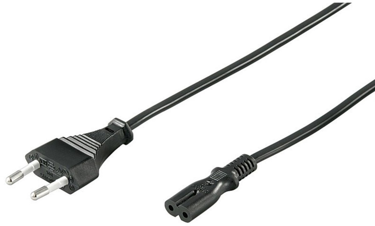 Stroomkabel euro plug naar C7 1,50m zwart