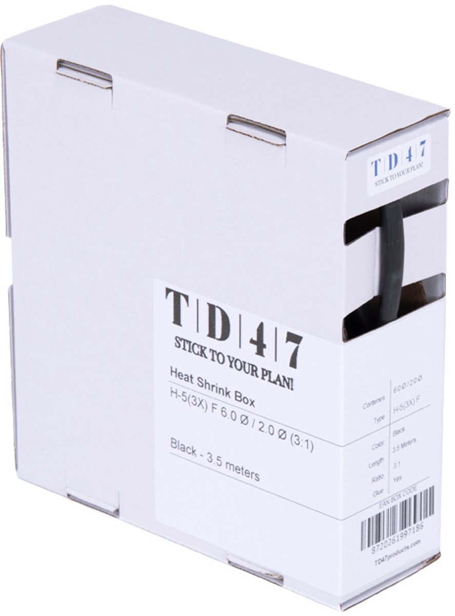 TD47 Krimpkous Box H-5(3x)-F 6.0Ø / 2.0Ø 3,5m - Zwart