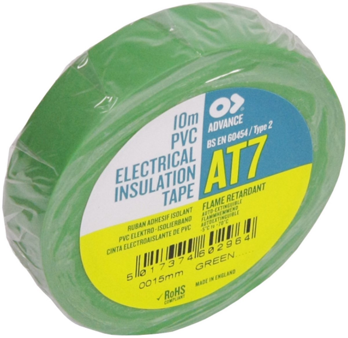 Advance AT7 PVC tape 15mm x 10m Groen