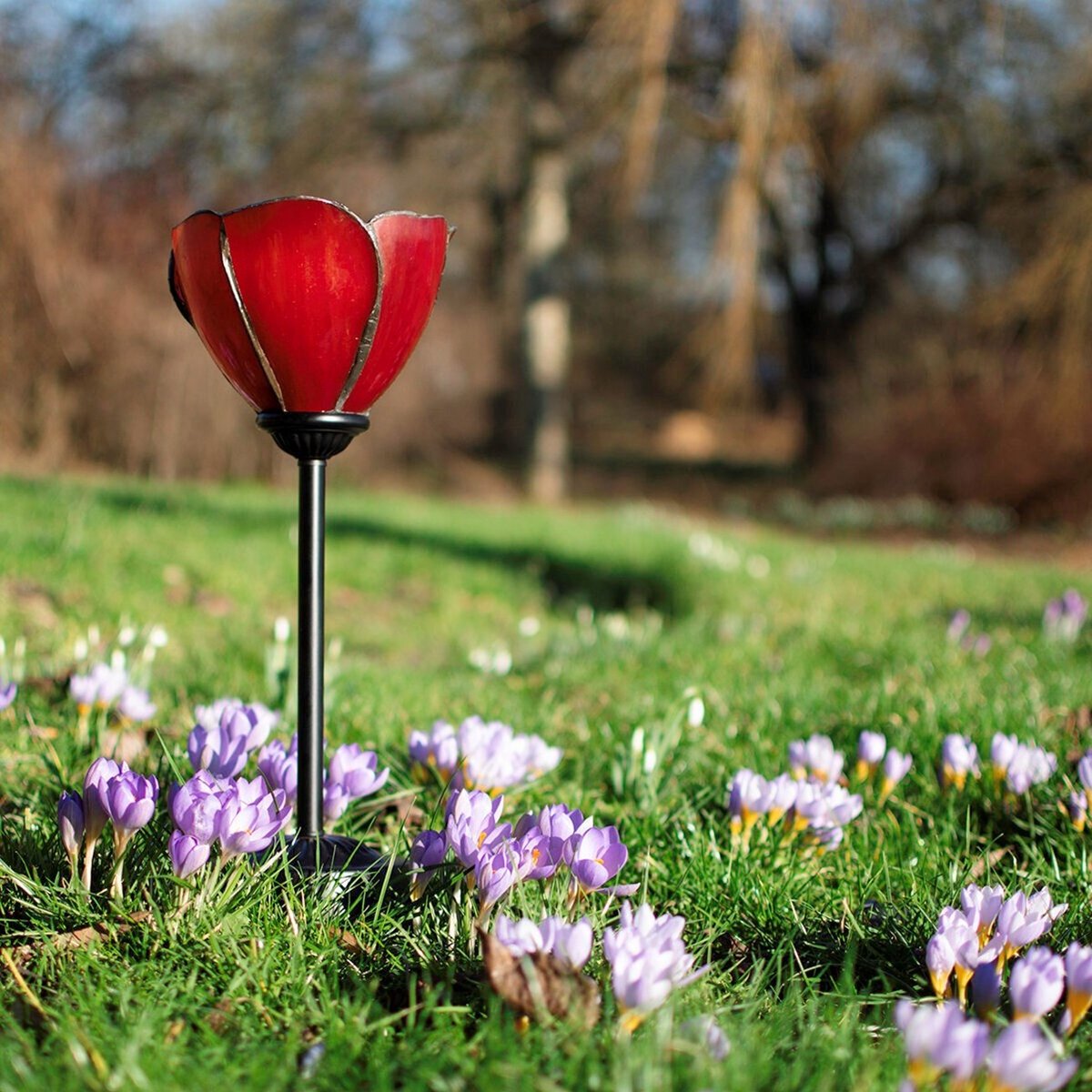 Tiffany slanke tafellamp zwart met Tender Poppy - Art Deco Trade