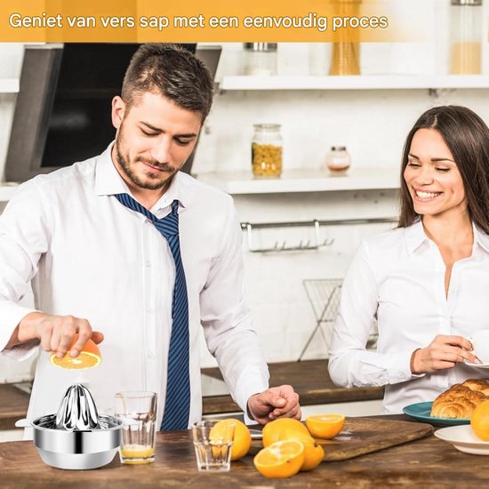 TOVBMUP Squeezer - handmatige pers - roestvrij staal - roterende sapcentrifuge - voor het persen van citroenen, sinaasappels, mandarijnen - zilver van Merkloos — afbeelding 4