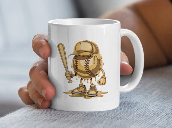 Baseball Cartoon Mug, Sport Fan Gift, Funny Mug, Unique Baseball Design, Baseball Player Present