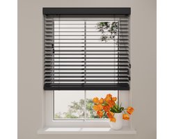 Radeco® Houten Jaloezie - 50 mm - Essence - Zwart - 50 x 130 cm - Maten van 50 t/m 250 cm breed