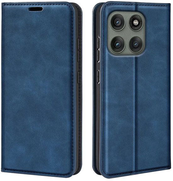 Étui Bookcase de Luxe MobyDefend Motorola Edge 60 Pro (fermeture magnétique) - Blauw - Étui pour téléphone portable - Étui compatible avec : Motorola Edge 60 Pro