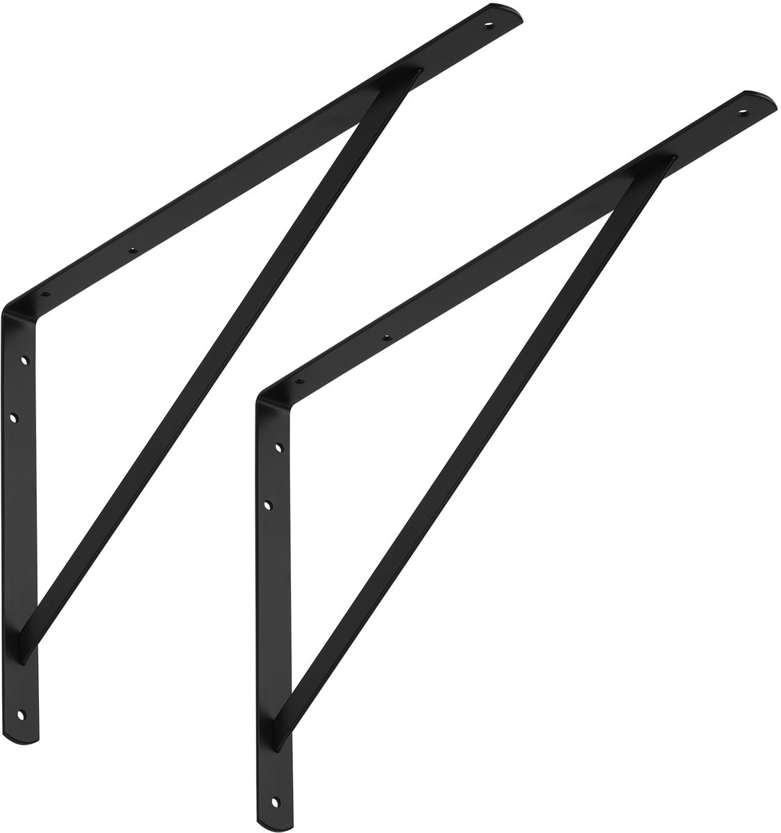 SOTECH set van 2 Legbordbeugels (500 x 325 x 30 mm, zwart, gepoedercoat), muurbeugel met dwarsbalk voor stabilisatie
