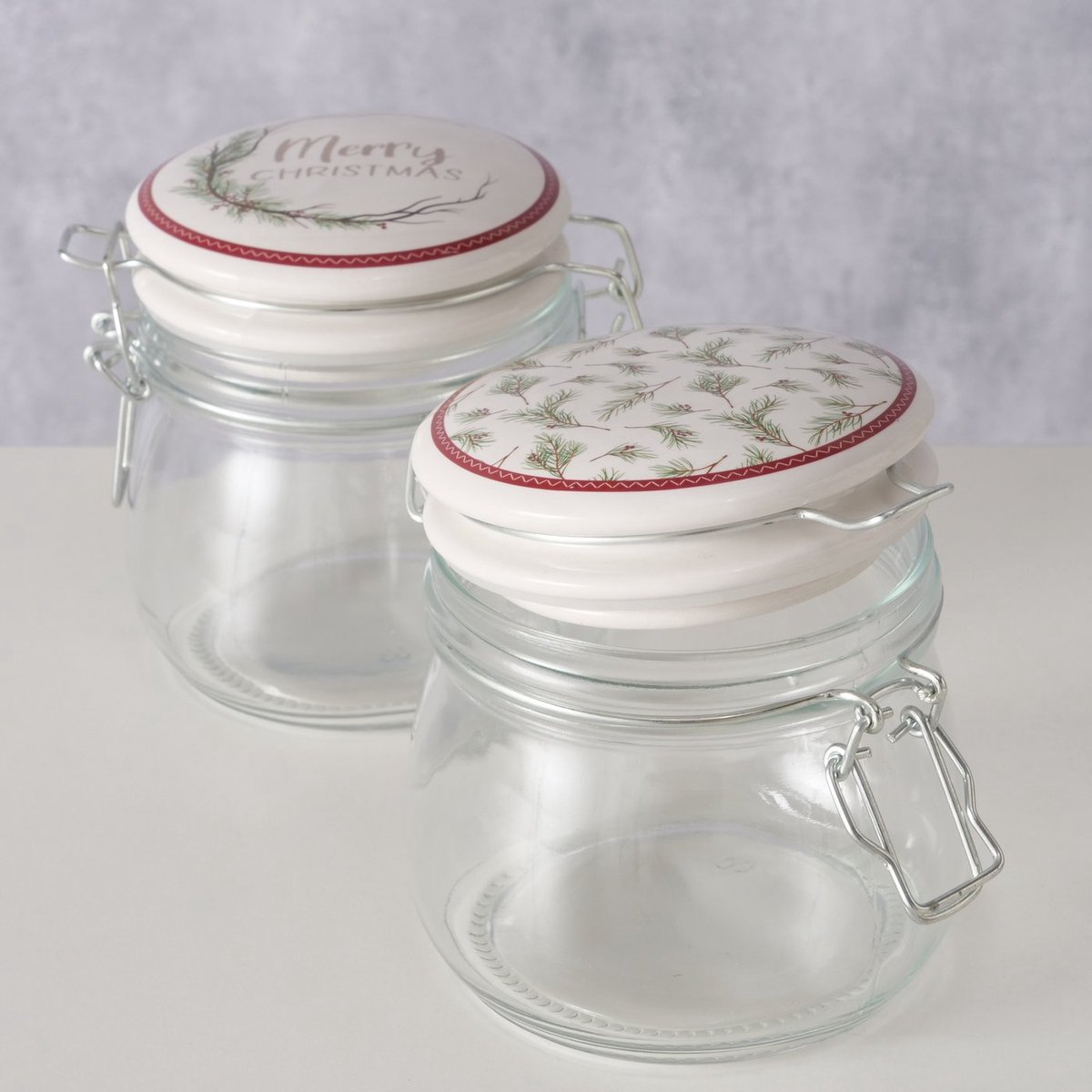Voorraadpot glas met kerstmotief 450 ml