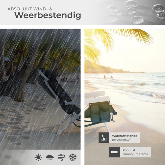 tectake® Strandstoelen Coral - Set van 2 Opvouwbare Campingstoelen met Koeltas en Opbergtas - 5-voudig Verstelbare Rugleuning met Hoofdkussen - Brede Armleuningen met Bekerhouder / Telefoonhouder - Inklapbare Kampeerstoel - Zwart van Merkloos — afbeelding 5