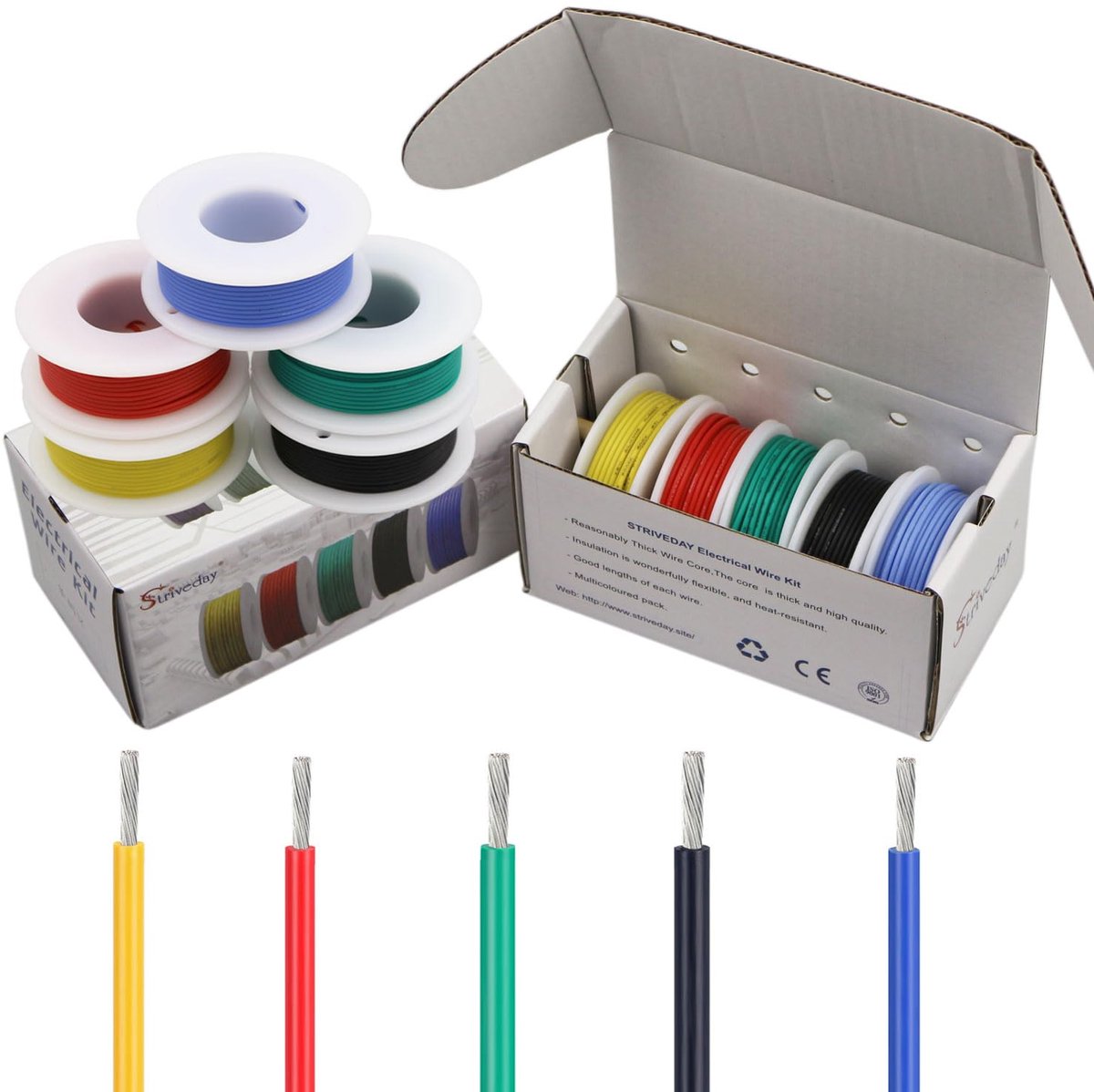 Flexibele siliconen draad 22awg Elektrische draad 22 gauge Koperen aansluitdraad 300V Kabels elektronische geslagen draad kabel elektrische