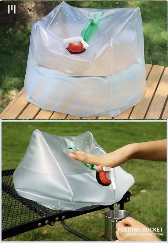 opvouwbare jerrycans - 4 stuks X 20 liter - met kraan - BPA-vrij - transparant en groen van Campgear — afbeelding 3
