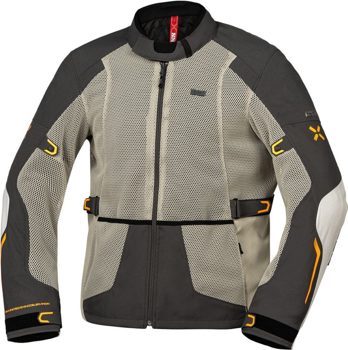IXS Tourster-Big Air 1.0 Mesh Grijs Beige Textiele Motorjas - Jas