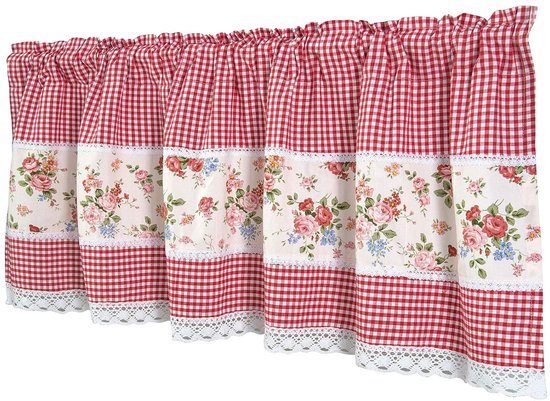 Vitrage - gemaakt op maat - macramé - lamellenpanneaux gehaakte gordijn landhuis top vintage hoogte 90 cm - breedte van het gordijn door aantal in stappen van 8 cm selecteerbaar wit