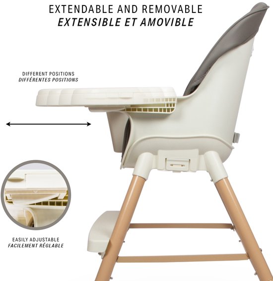 Baninni 4-in-1 Kinderstoel - Meegroeistoel Inigo Grijs van Baninni — afbeelding 4