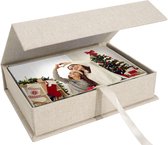 Boîte de rangement compacte Ibenzoa® pour photos, bijoux et petits souvenirs avec finition lin