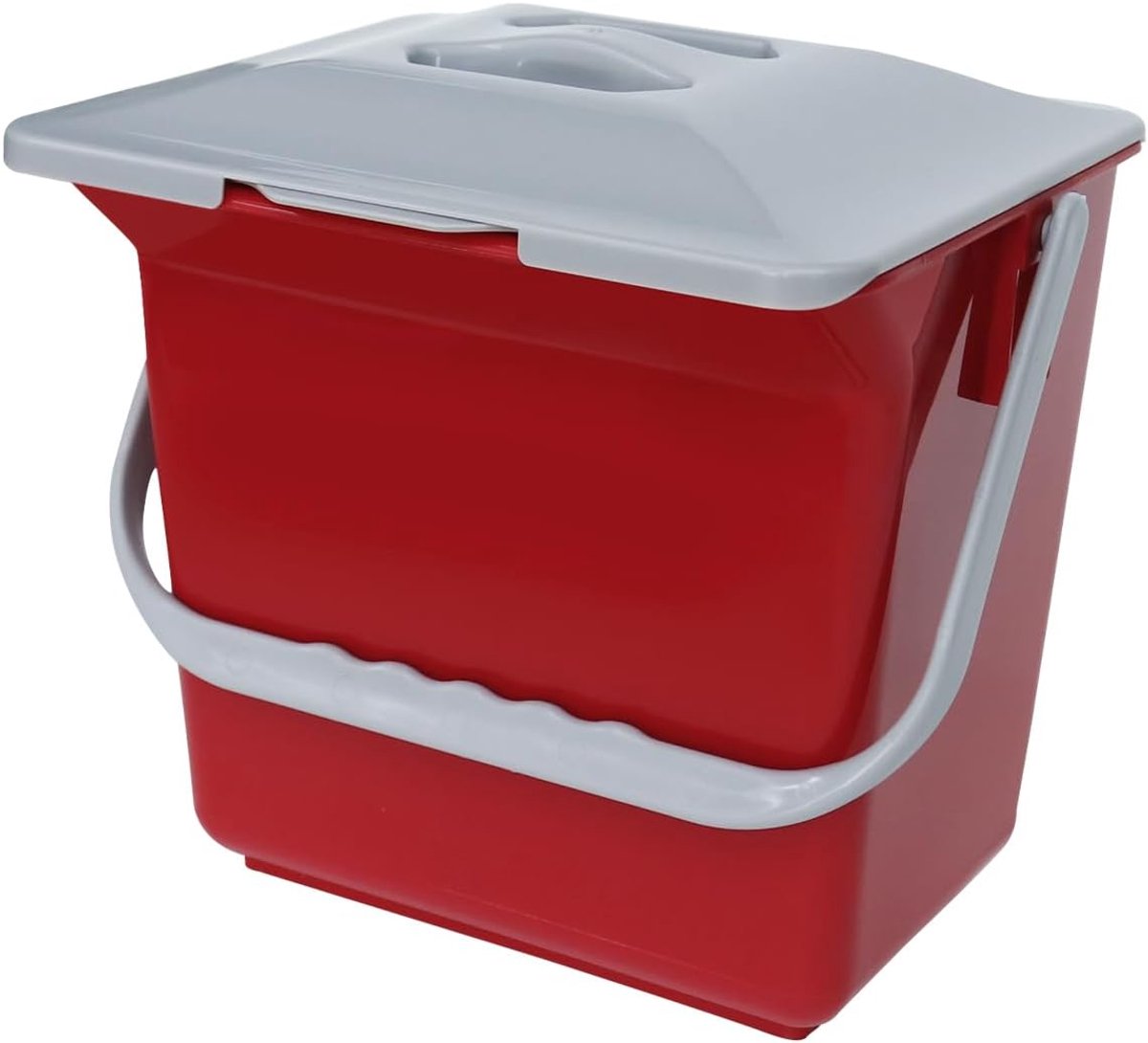 Compostbak keuken - 6L - Rood - Duurzame voedselresten recycling - Milieuvriendelijk - Compact formaat