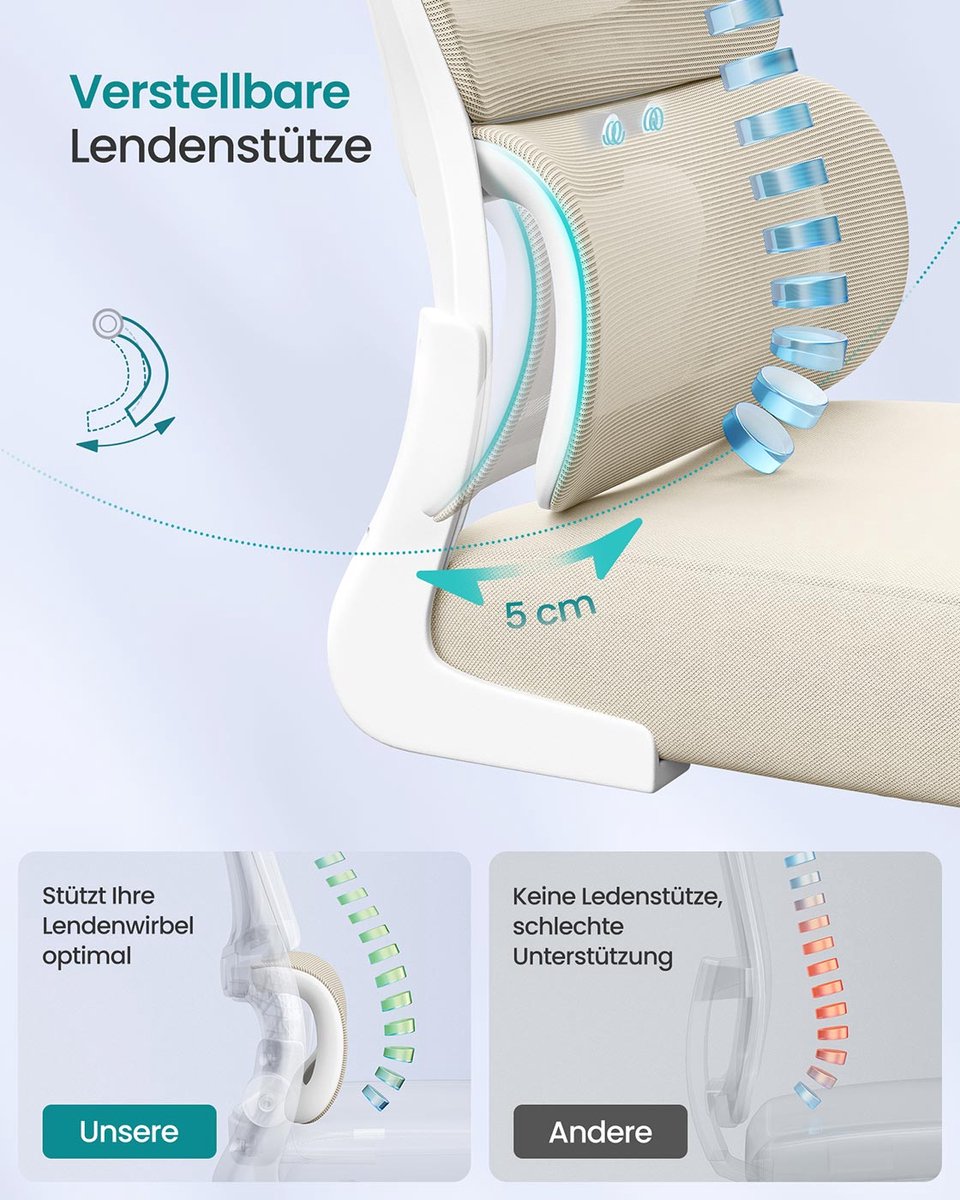 Ergonomische bureaustoel met mesh-stof en opvouwbare armleuningen thumbnail 3