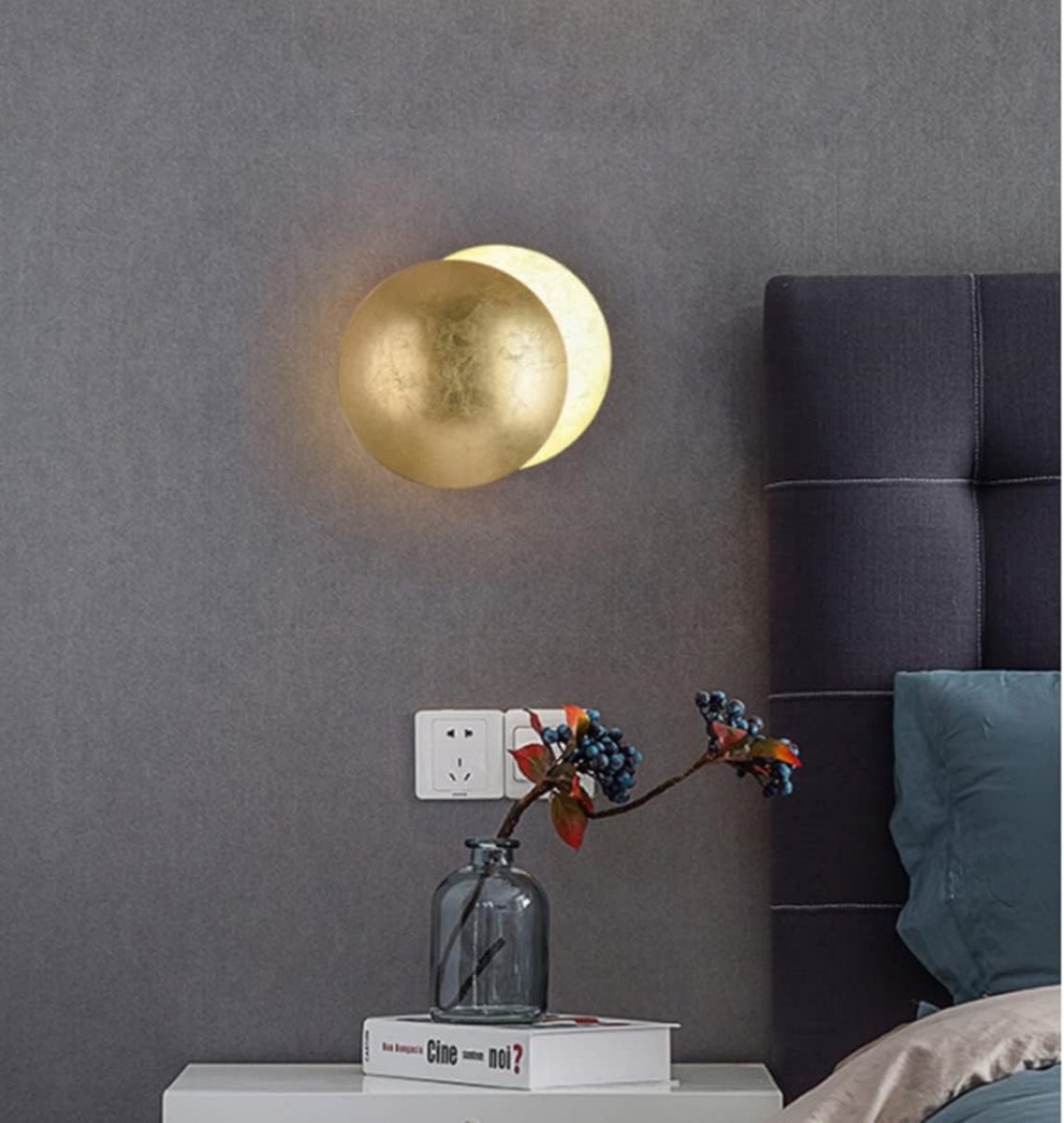 TOVBMUP LED Moderne Wandlamp - Binnen 7W Gouden Wandlamp - Creatieve Eclipse Design Wandlamp - Eenvoudige Decoratieve Bedlamp - Geschikt voor Woonkamer Slaapkamer Trap - Ø20cm