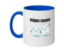 Hacebo® - 2 tanden koffiebeker zee blauw - Tandarts - mondhygienist - thee mok - koffie beker - met eigen naam - leuk cadeau voor iemand die tandarts is - cadeau - kado - koffiemok - 350 ML inhoud