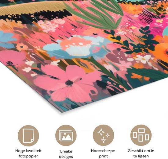 Affiche 120x80 cm - Rivière - Profondeur - Fleurs - Posters - Décoration chambre - Décoration murale salon - Décoration murale chambre