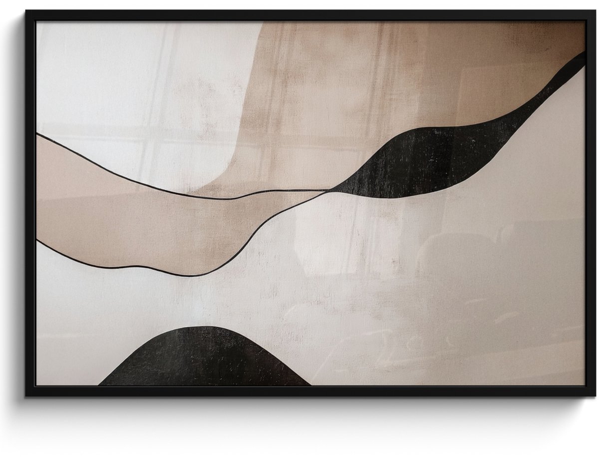 FrameYourWall Poster in lijst - Fotolijst 120x80 cm - Posters - Contourlijnen - Abstracte landschap - Posterlijst zwart - Decoratie - Wanddecoratie woonkamer - Muurdecoratie slaapkamer