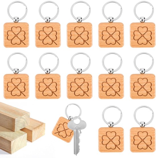 50 stuks onafgewerkte rechthoekige houten sleutelhangers voor doe-het