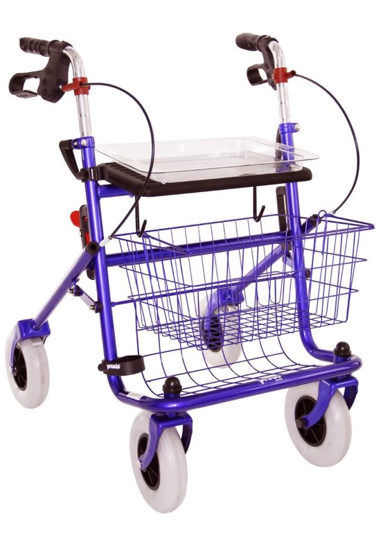 Rollator 43 cm zitbreedte - Premis Provo - Tot 120 kg - In hoogte verstelbaar - Metallic Blauw
