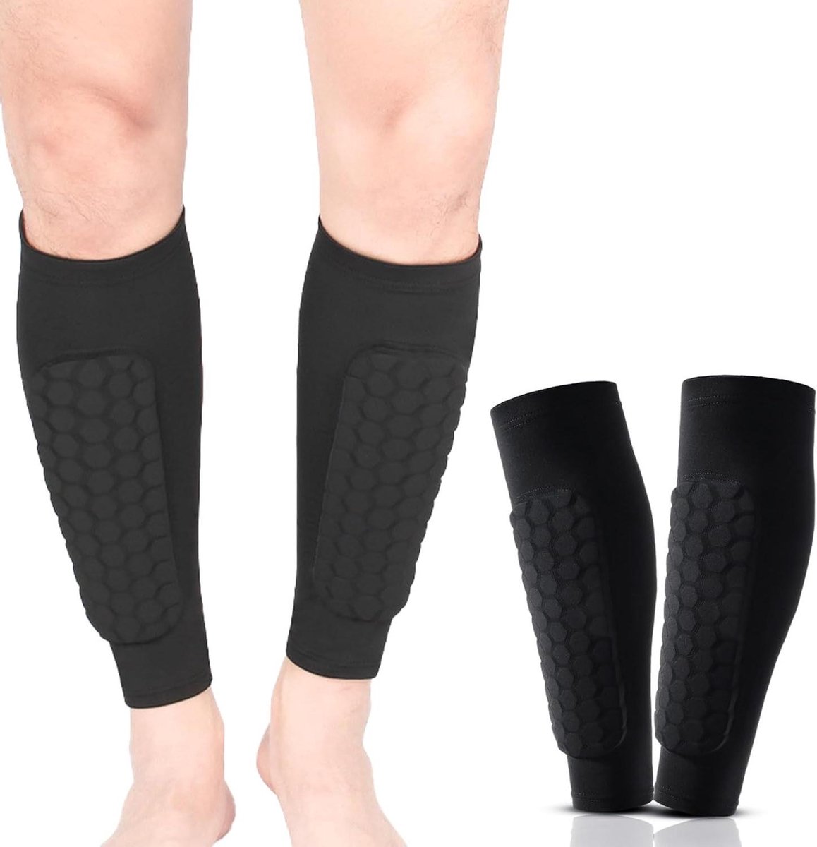 Soccer Shin Guards - Voetbal Scheenbeschermers met Elastische Honingraat Pads voor Tieners en Volwassenen