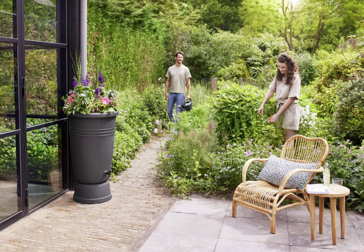 Elho Green Basics Regenton Plus 105 - Regenton voor Kweken En Oogsten - Ø 58.4 x H 80.4 cm - Living Black — cadeau in Tuin & Klussen - foto 7