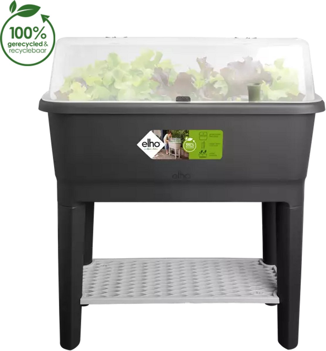 Bol.com Elho Noa Kweektafel 80 - Kweekbak op Poten met Deksel - Waterreservoir - Ø 78.5 x H 34.2 cm - Living black aanbieding