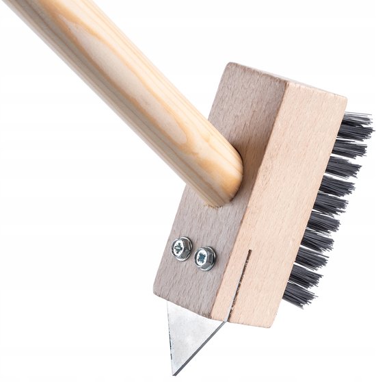 KADAX Bezem voor straatstenen, voegenbezem, onkruidborstel met lange steel van hout, bestrating met krabrand, voegenborstel met metalen borstelharen (houten steel) van Merkloos	 — afbeelding 3