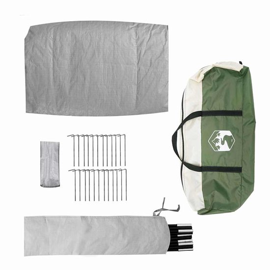vidaXL - Familietent - met - dak - met - opslag - Groen - 833 - x - 585 - x - 216 - cm - taft van Merkloos — afbeelding 5