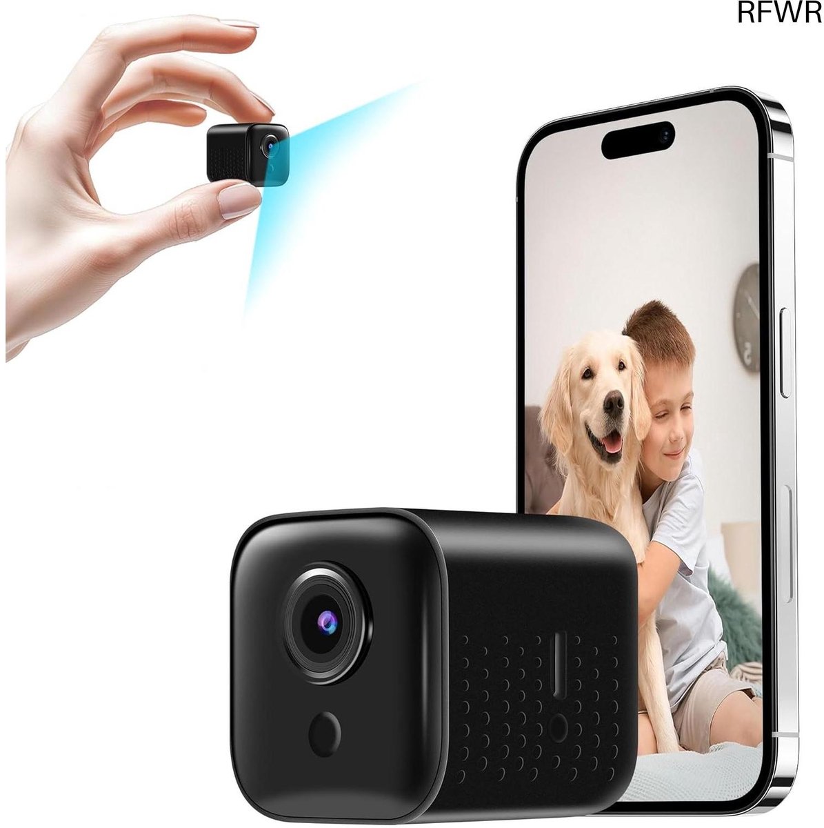 RFWR® Mini Bewakingscamera 1080p HD - Compacte Indoor Beveiligingscamera met Bewegingsmelder en App Controle