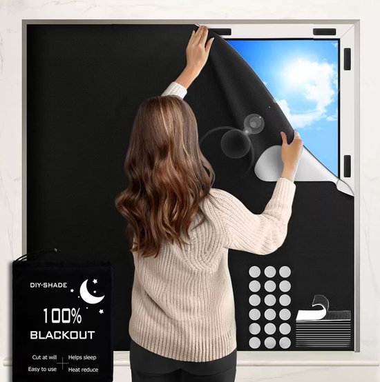 Store enrouleur occultant sans perçage, Oxford 420D, 200 x 145 cm, occultant, store enrouleur occultant de voyage, protection solaire pour fenêtres de toit, store enrouleur, pour chambre, salon, cuisine, bureau - Cyslmuk®